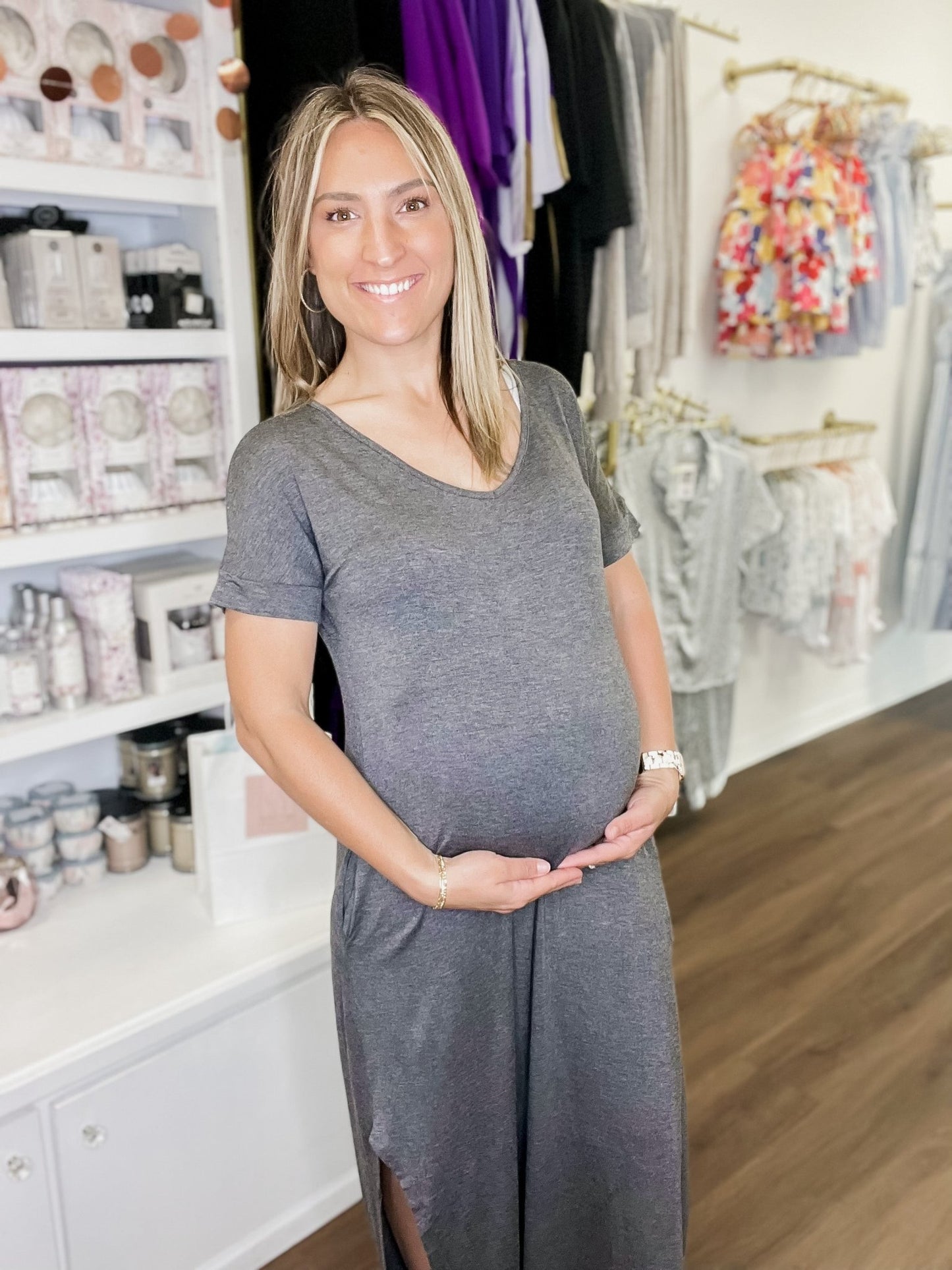 Charcoal Maxi Dress - The Bump & Company LLC