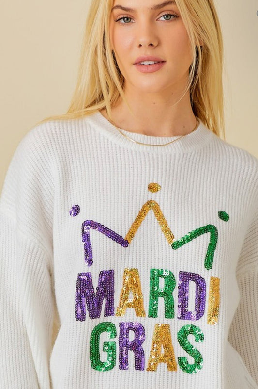 Mardi Gras Crown Sweater - The Bump & Company LLC