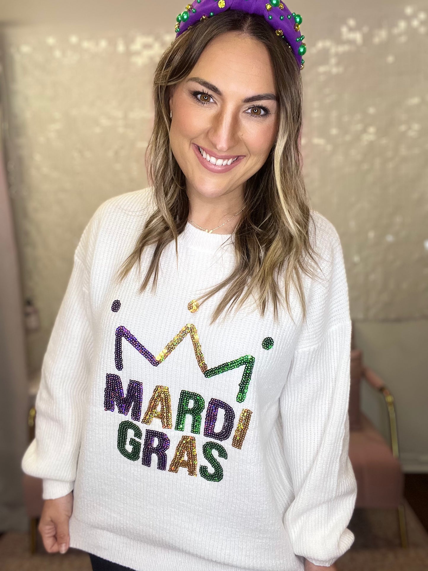Mardi Gras Crown Sweater