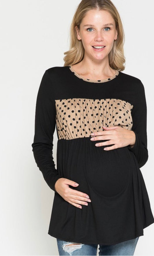 Brown & Black Longsleeve Top - The Bump & Company LLC