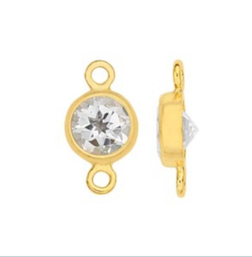 Gold Filled White Topaz Link Component - The Bump & Company LLC
