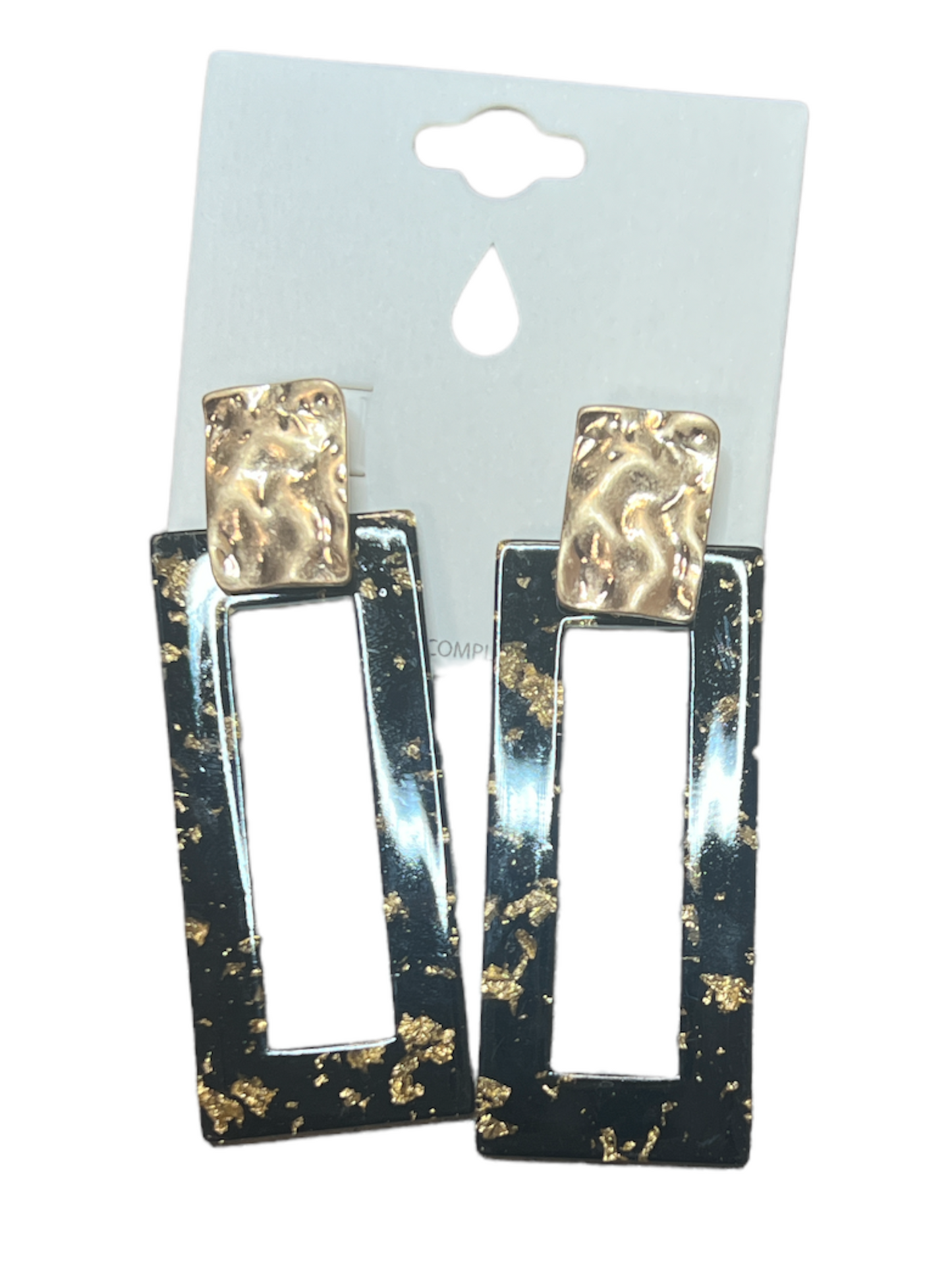 Black & Gold Rectangle Earrings