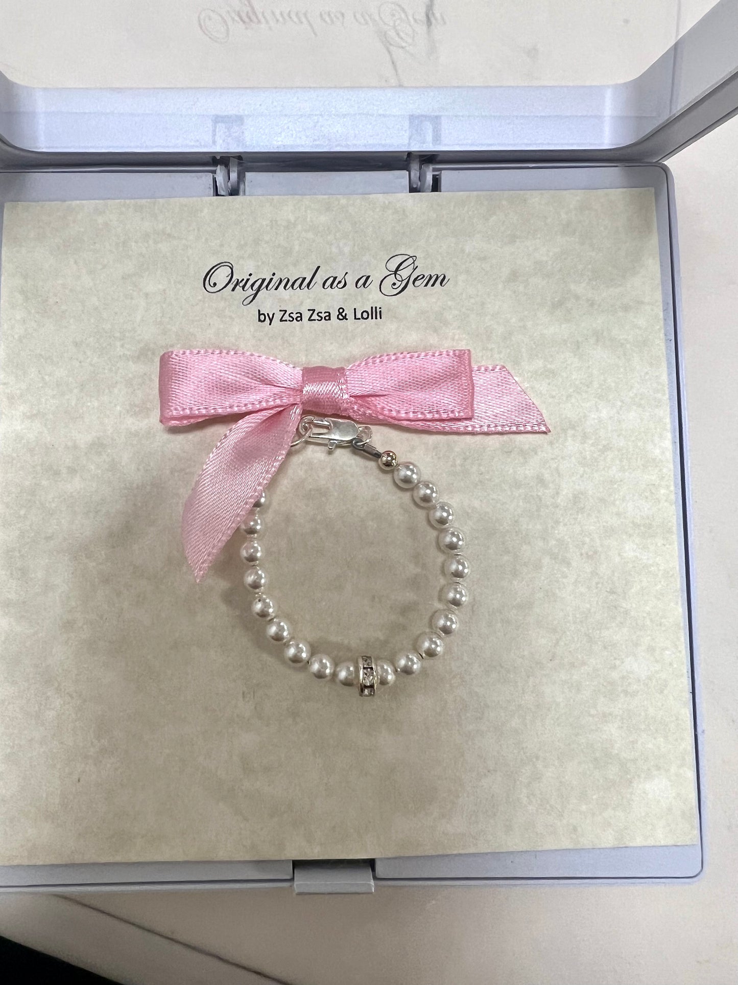 Infant White Pearl Bracelet With CZ Stone