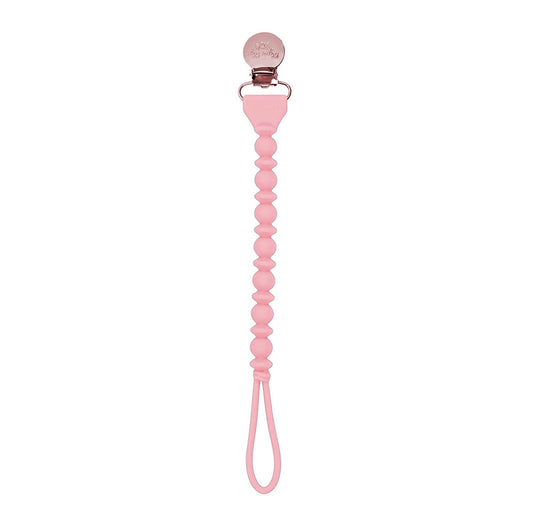 Pink Beaded Sweetie Strap Silicone One Piece Pacifier Clip