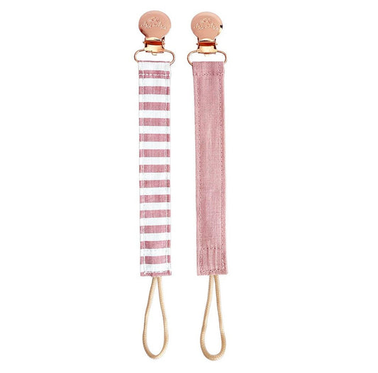 Itzy Clip Linen Pacifier Straps Pink - The Bump & Company LLC