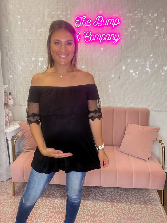 Laced Off The Shoulder Top - The Bump & Company LLC