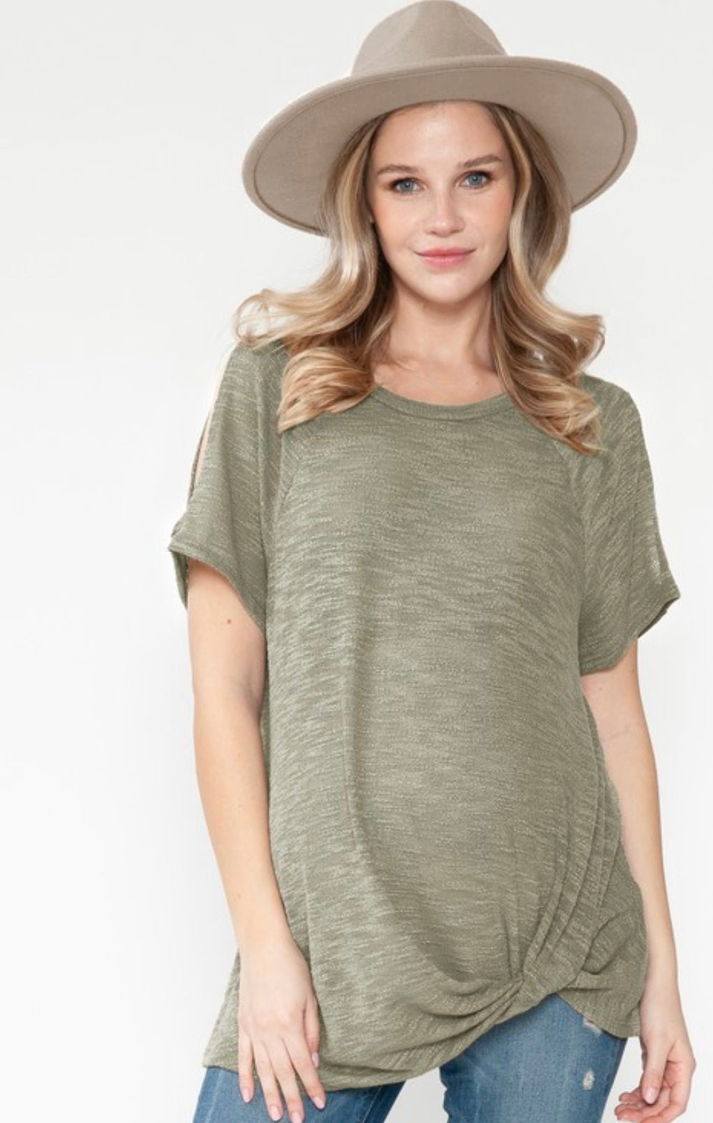 Low Knot Top in Olive - The Bump & Company LLC