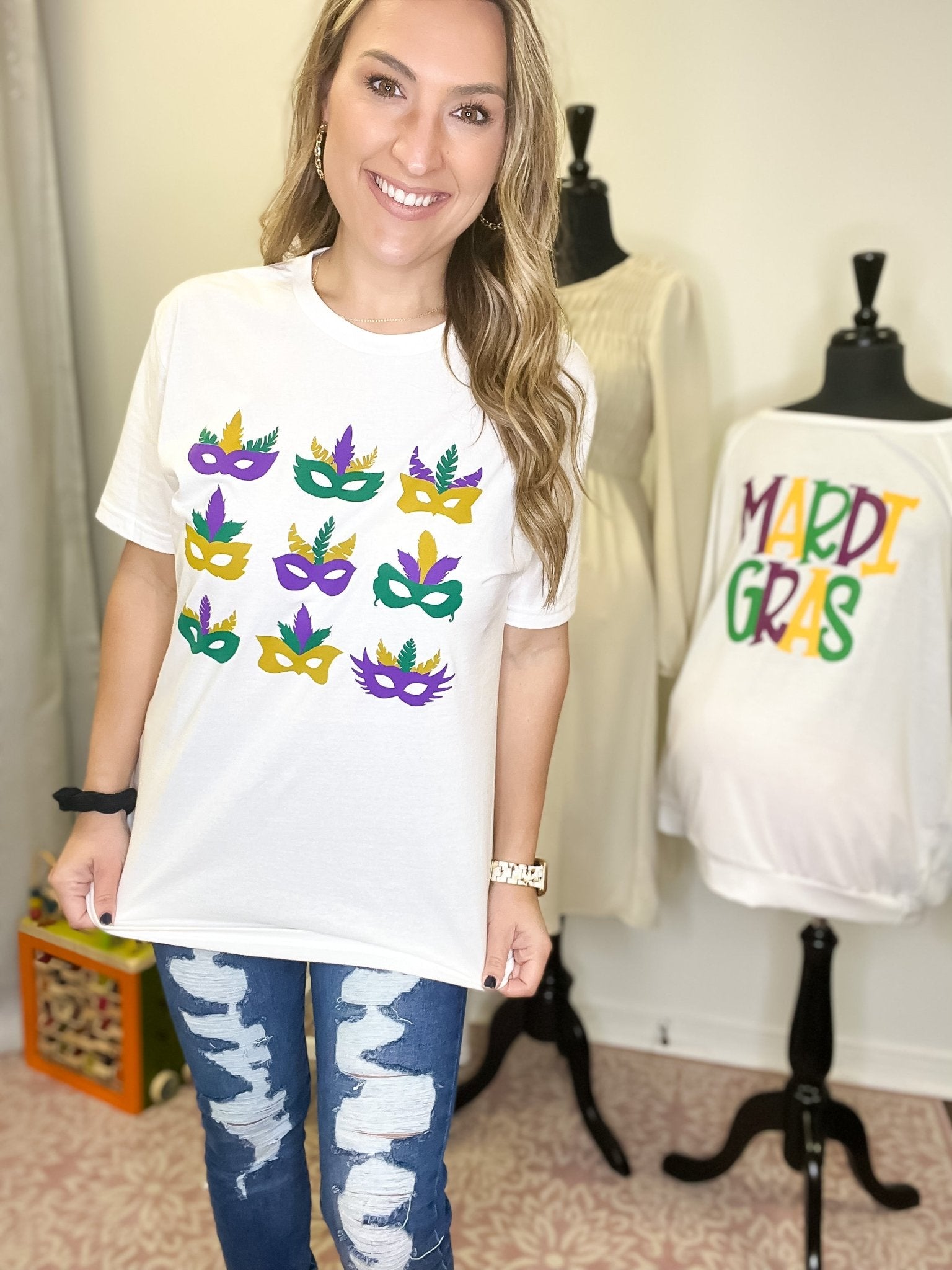 Mardi Gras Mask Shirt - The Bump & Company LLC