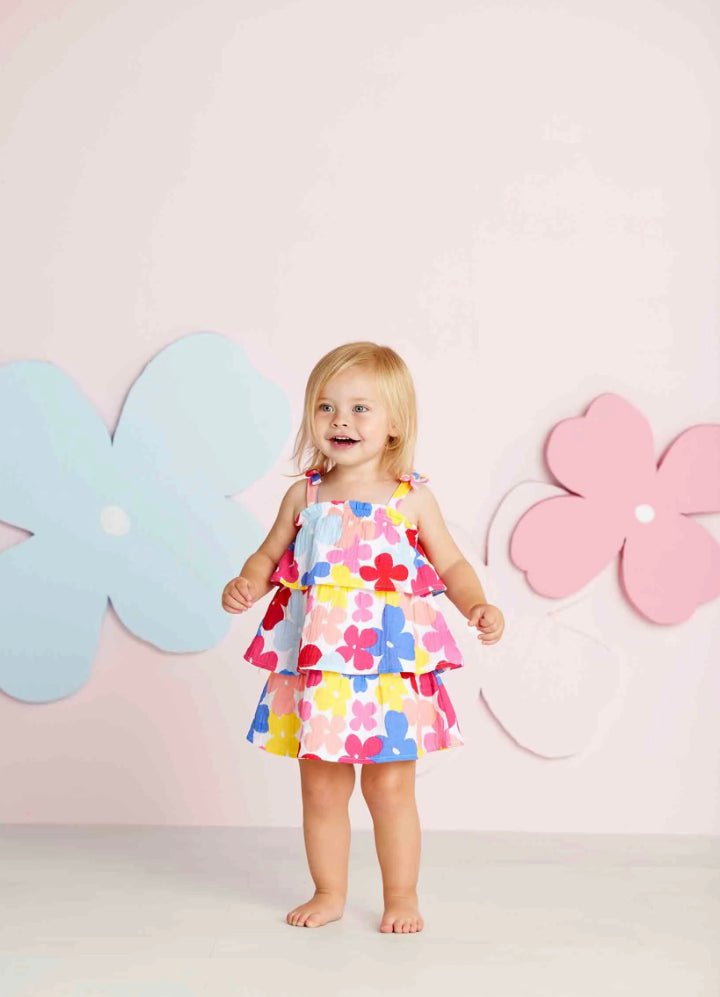 Multi Floral Toddler Tiered Dress - The Bump & Company LLC