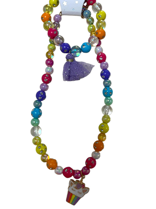 Rainbow Unicorn Necklace & Bracelet Set - The Bump & Company LLC